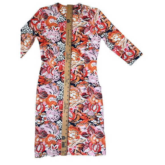 J. McLaughlin Catalyst Dress Catalina Cloth 3/4 Sleeves Pockets Sheath Floral XS - Picture 9 of 10